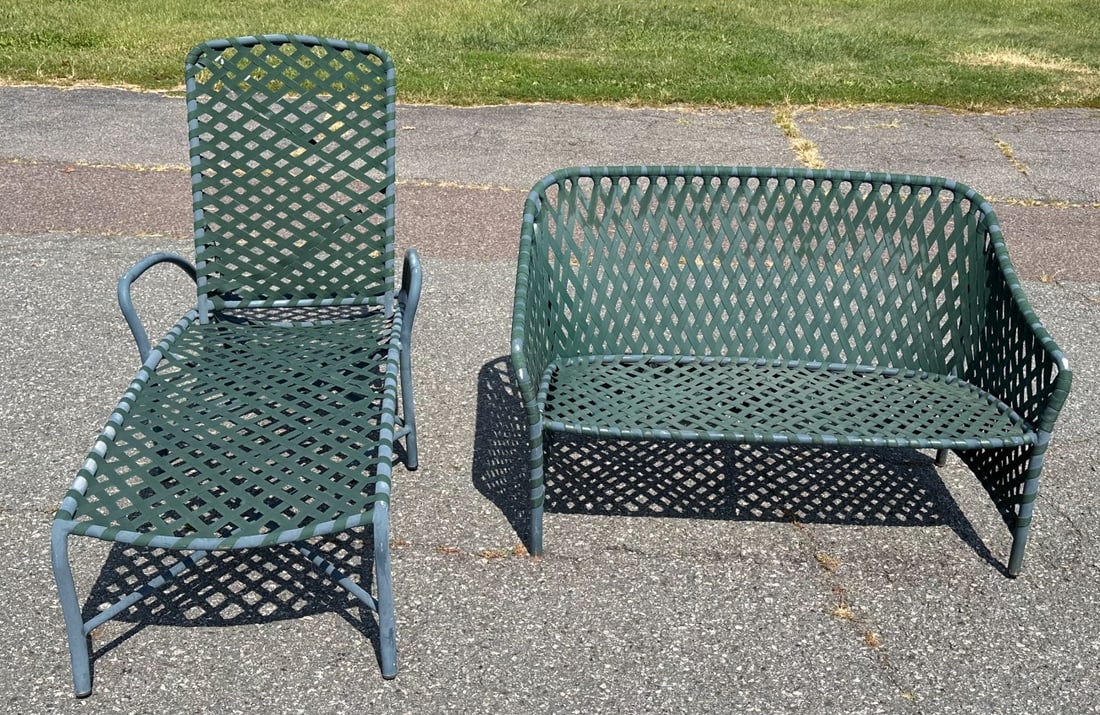 Brown Jordan Green Settee & Chaise Lounge (1 of 8)