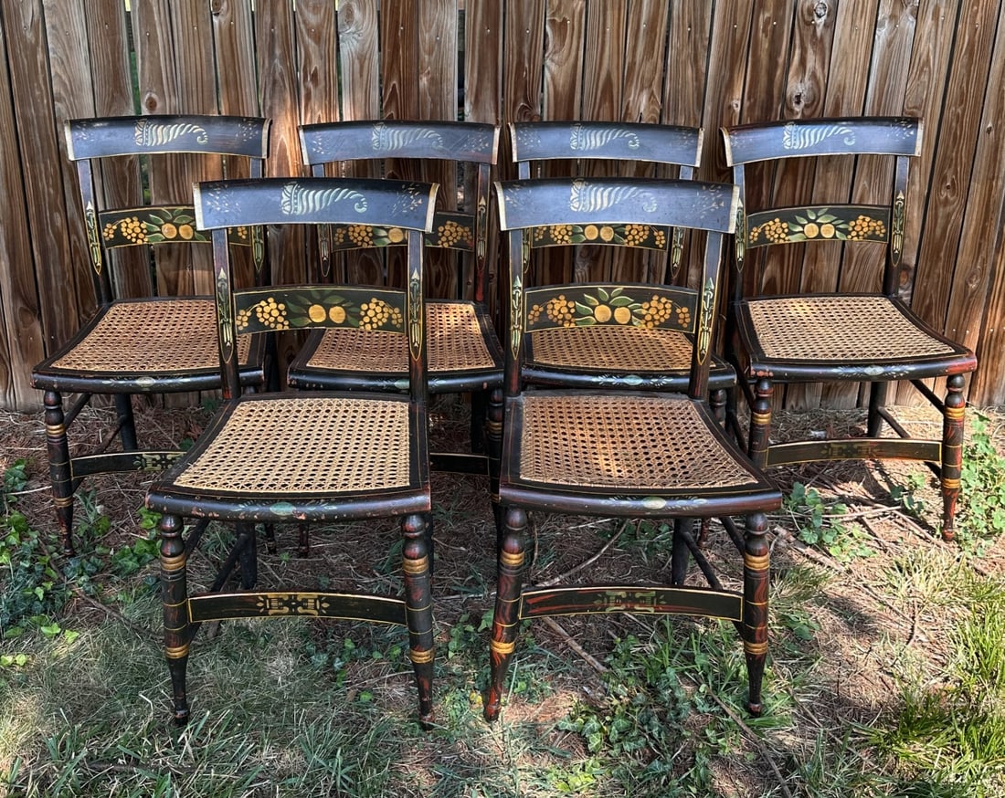 Six Antique Painted Hitchcock Style Side Chairs (1 of 20)