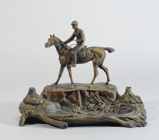 French Spelter Equine Themed Inkwell