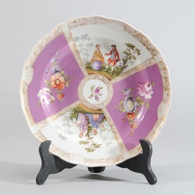 Meissen Plate, Scenes of Courting Couple & Ladies