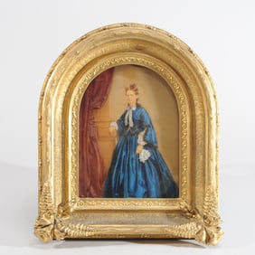 19th C. Hand Painted Photograph of a Lady
