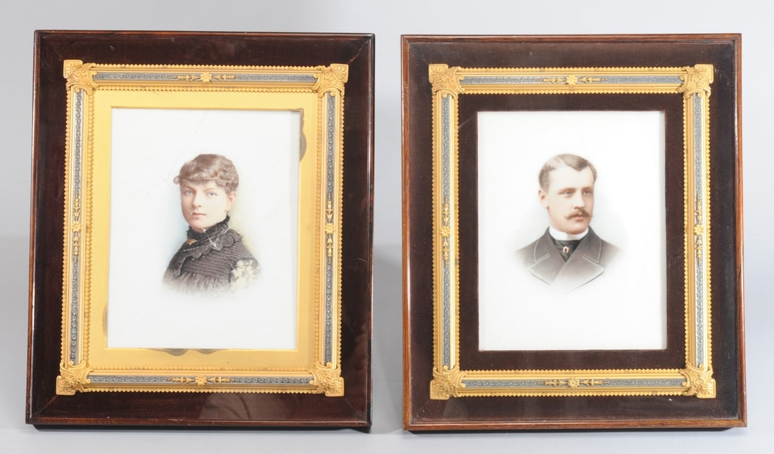 2 Antique Hand Painted Portrait Print Plaques (1 of 5)