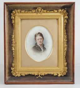 Antique English Hand Overpainted Photo Plaque