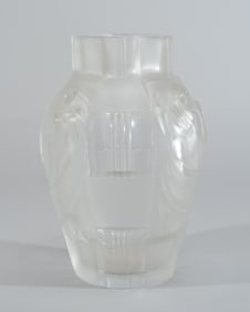 Lalique-Style Frosted & Clear Vase