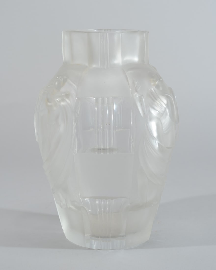Lalique-Style Frosted & Clear Vase (1 of 7)