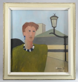 Large Oil on Panel Portrait of a Lady