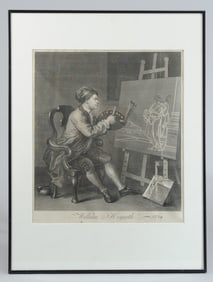 Antique Engraving William Hogarth Self Portrait