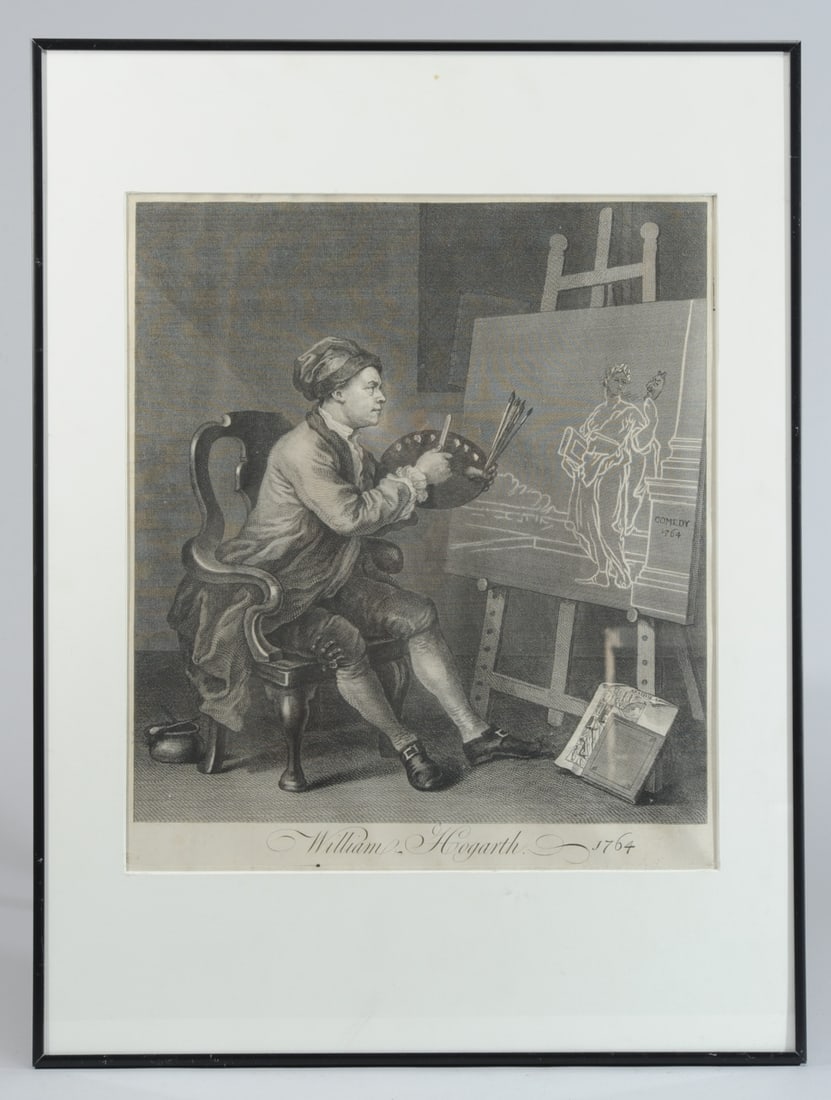 Antique Engraving William Hogarth Self Portrait (1 of 5)