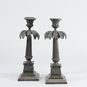Pair Weighted Bronze Candlesticks