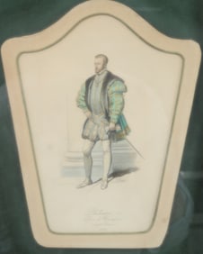 Antique Hand Colored Engraving, Philip II