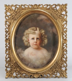 Early 20th C. Oil on Canvas Portrait of a Girl