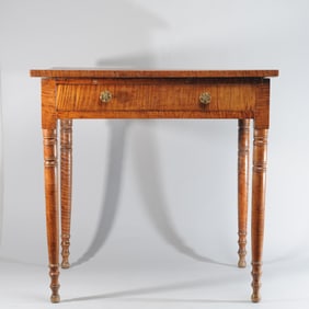 19th C. Upstate New York Tiger Maple Table