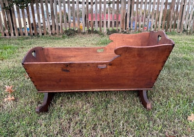 19th C. Walnut Rocking Cradle