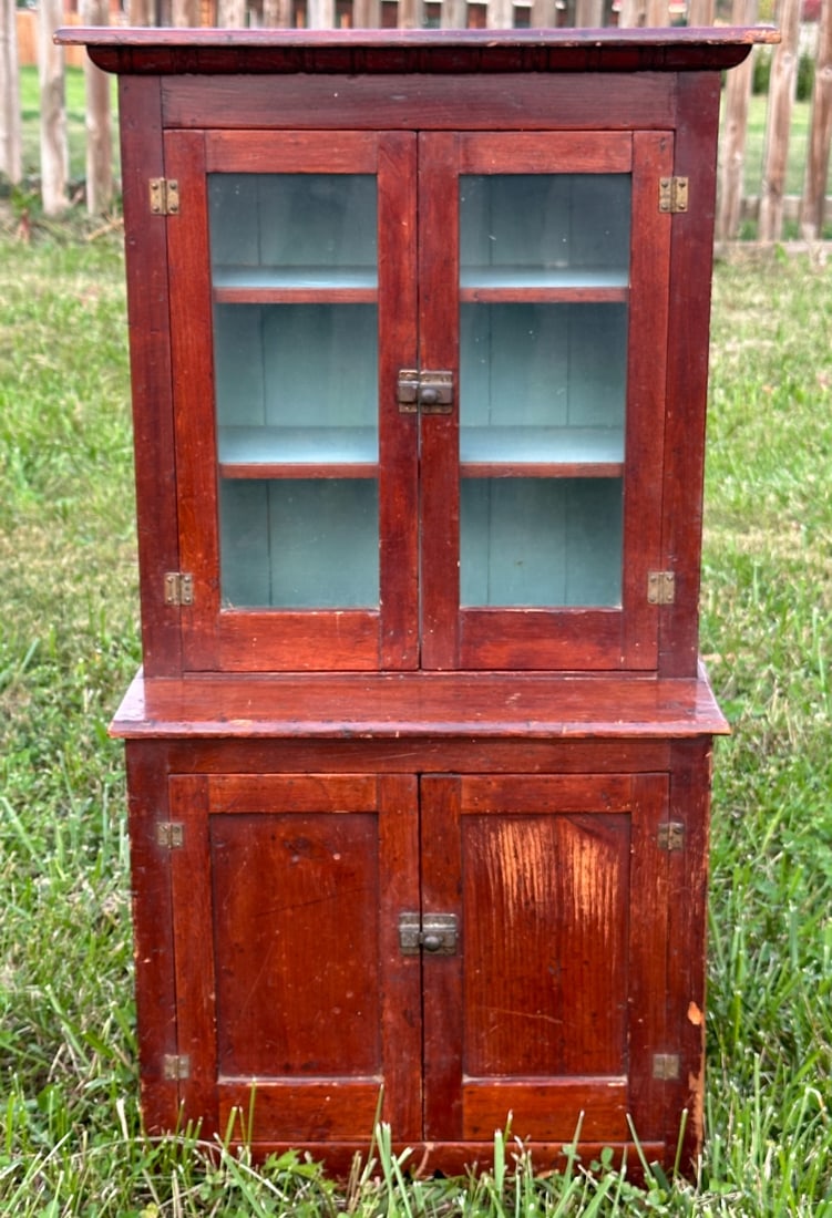 Antique Pine Glass Front Child's Cabinet (1 of 8)