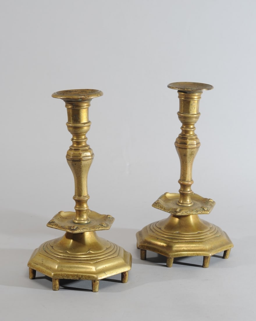 18th C. Russian Cast Brass Candlesticks (1 of 7)