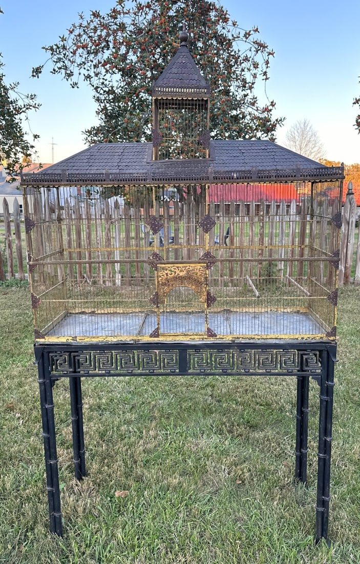 Huge 19th C. Flight Birdcage on Stand (1 of 8)