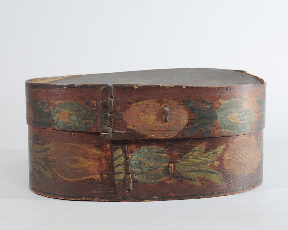 19th C. Paint Decorated Bentwood Bride's Box (1 of 11)