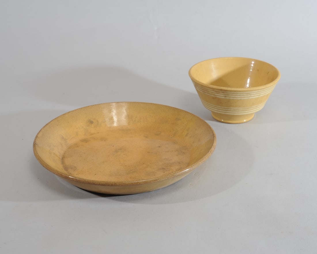 19th C. Yellow Ware Bowl & Pie Plate (1 of 7)