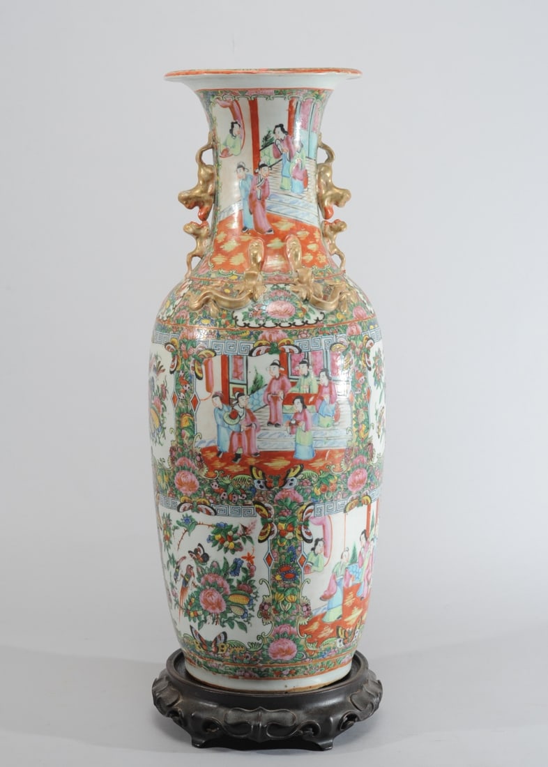 Large Chinese Rose Medallion Vase 24" (1 of 19)