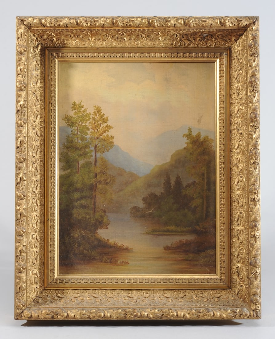 19th C. Oil Painting, River Landscape (1 of 5)
