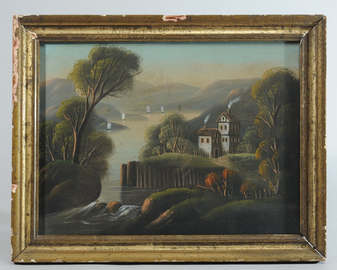 19th C. Folk Art Oil Painting (1 of 4)