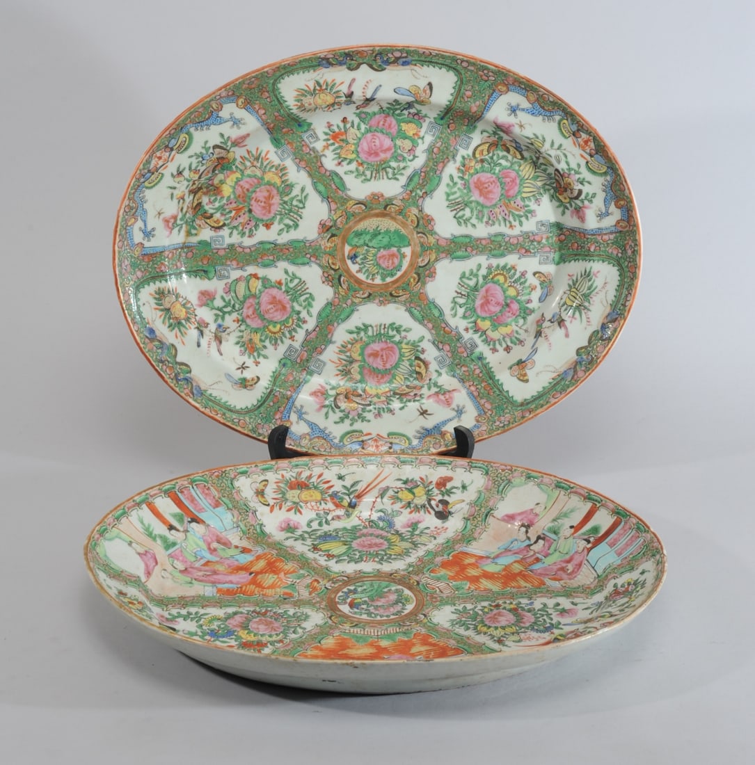 Two Chinese Rose Medallion Platters (1 of 12)