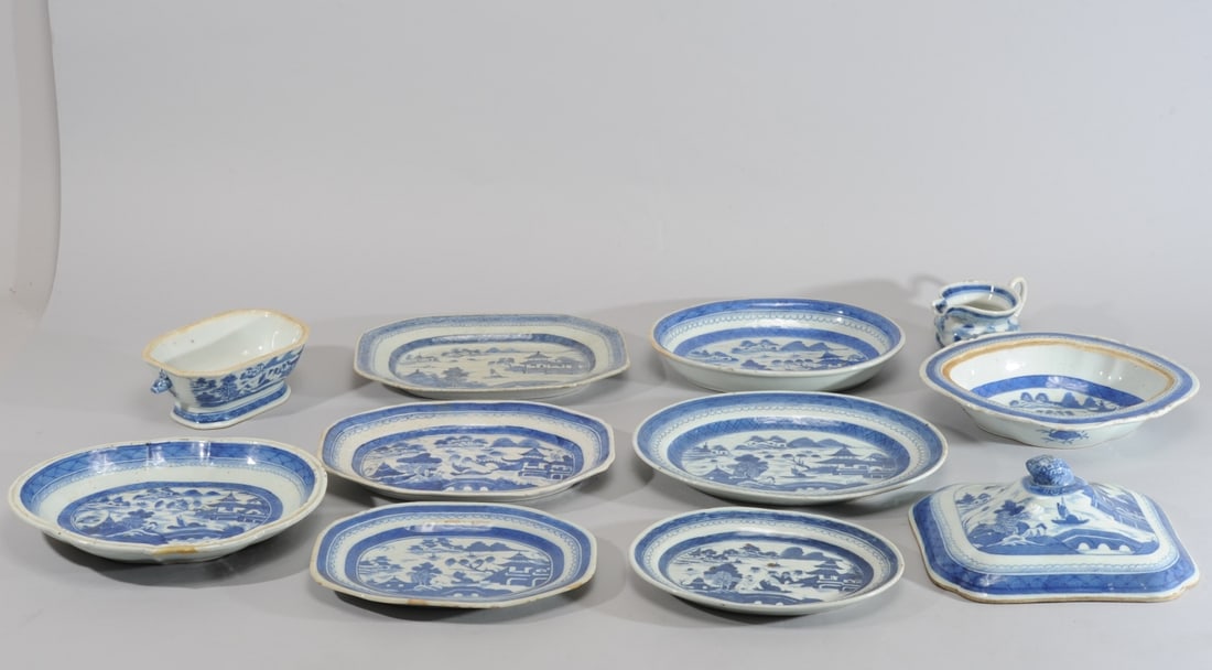 Lot 19th C. Chinese Export Canton Serving Bowls + (1 of 20)