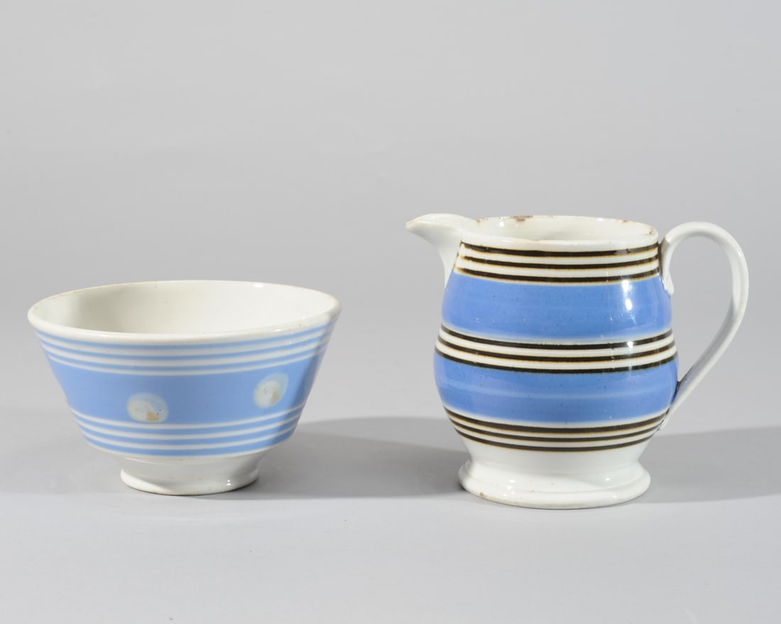 19th C. Mochaware Bowl & Pitcher (1 of 8)