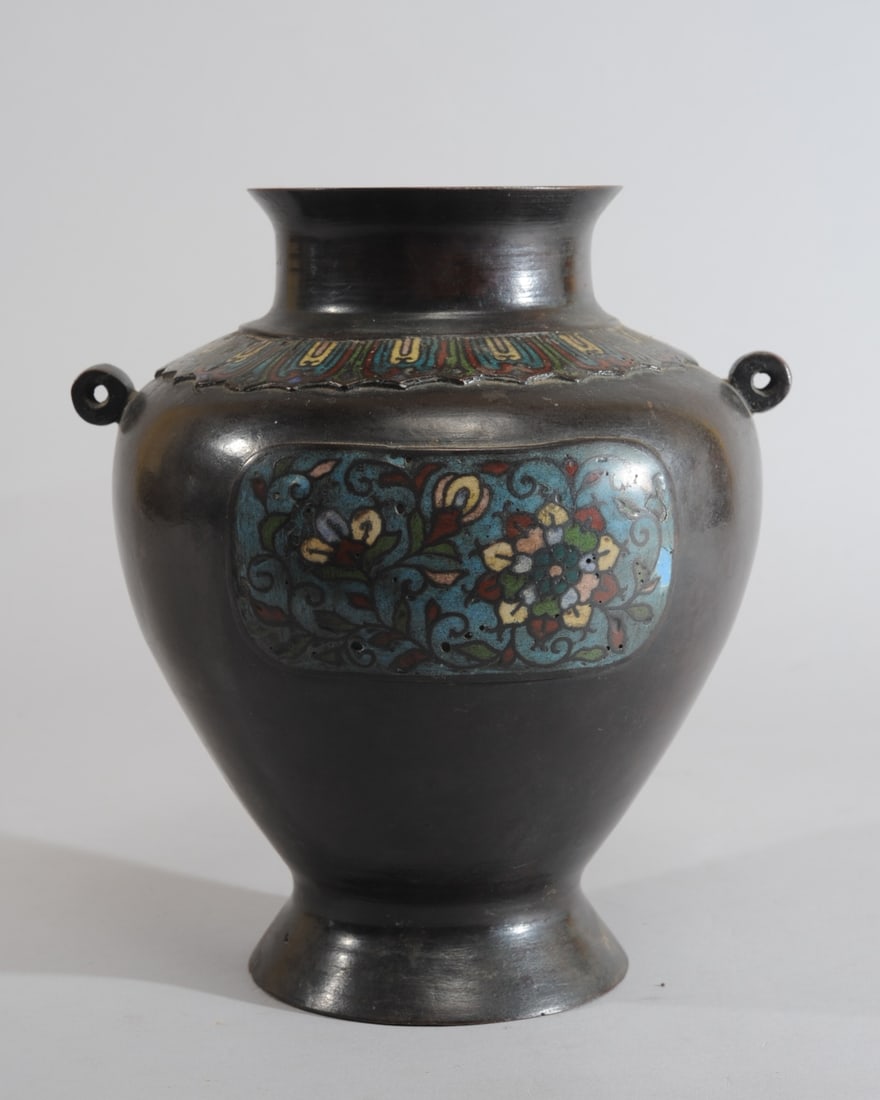 Antique Japanese Bronze Champleve Vase (1 of 5)