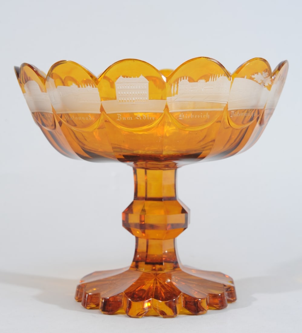 Antique Bohemian Glass Souvenir Compote (1 of 11)