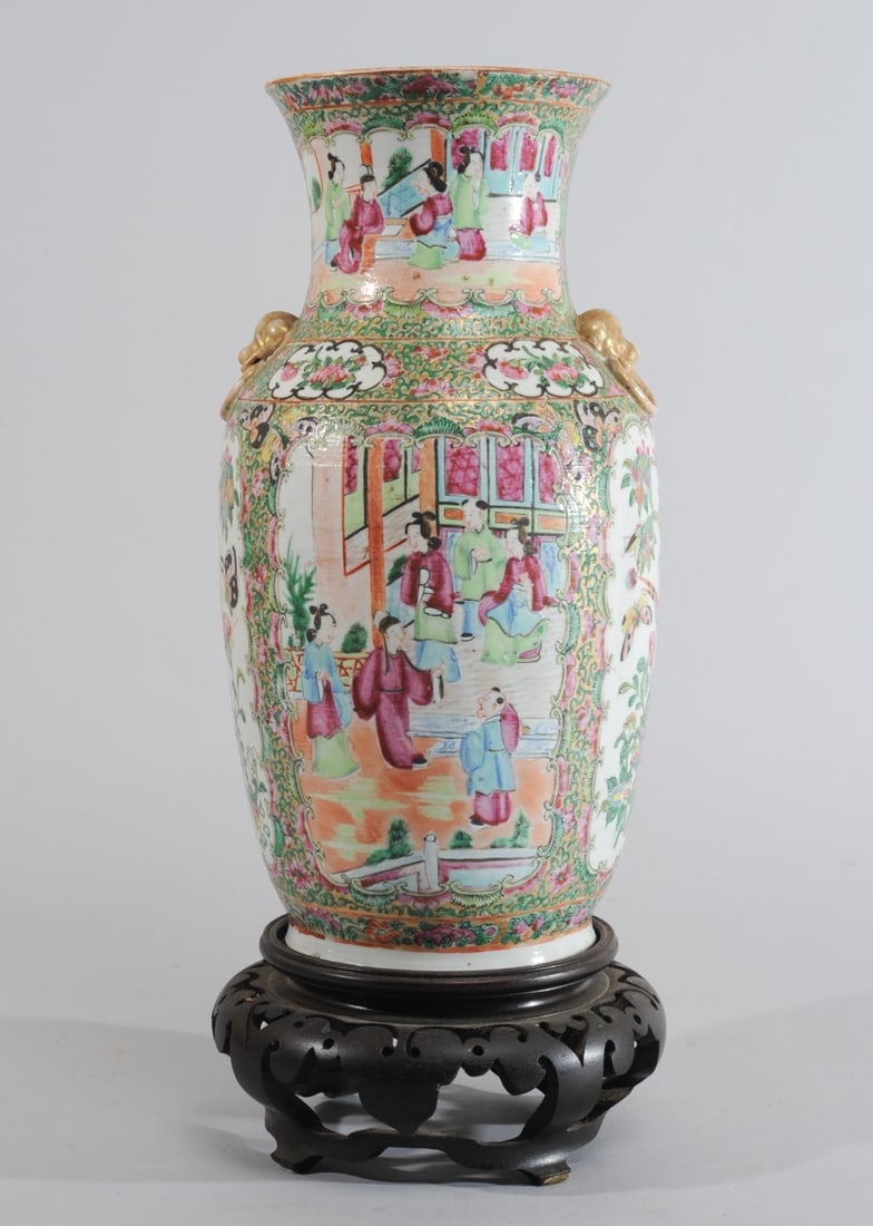 19th C. Chinese Rose Medallion Baluster Vase (1 of 8)