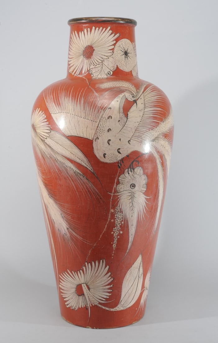 c1930s Tonala Burnished Pottery Floor Vase, Mexico (1 of 17)