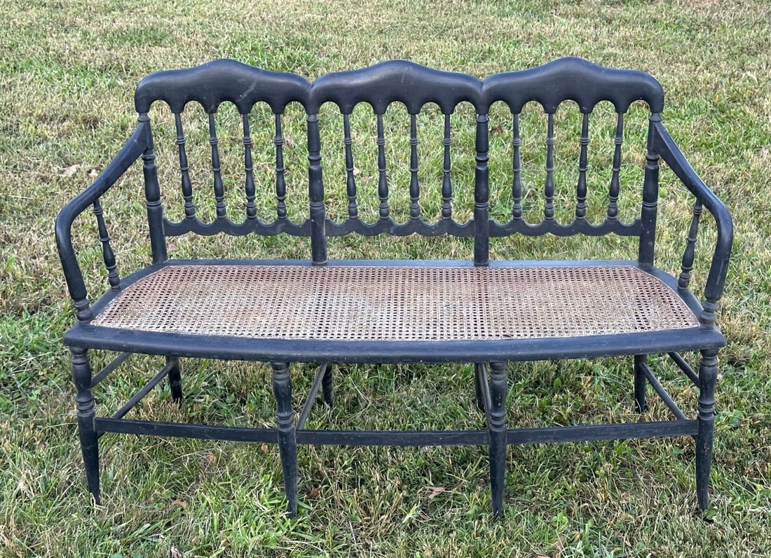 Late 19th C. Cane Seat Bench (1 of 8)