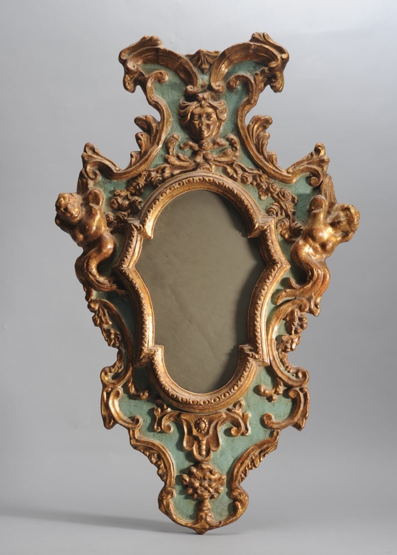 Antique Italian Rococo Gilt Wood Mirror (1 of 9)