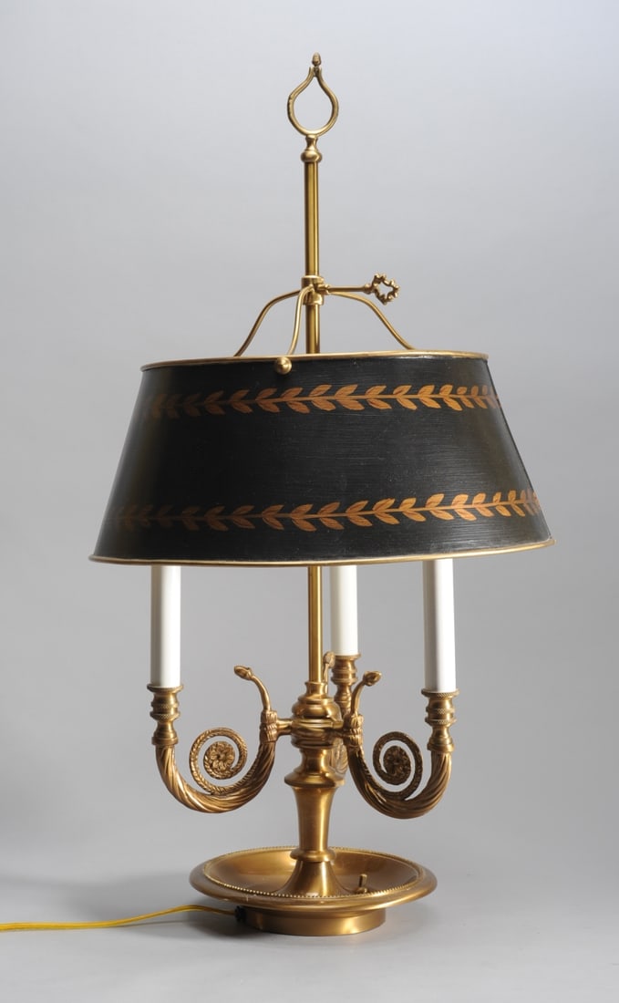 Bouillotte Brass Lamp, Tole Shade (1 of 5)