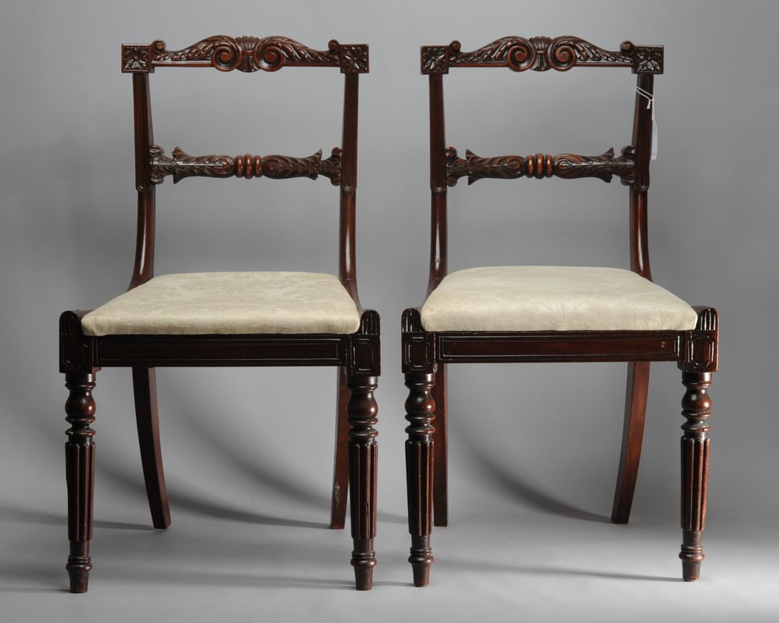 Pair William IV Mahogany Dining Chairs (1 of 11)