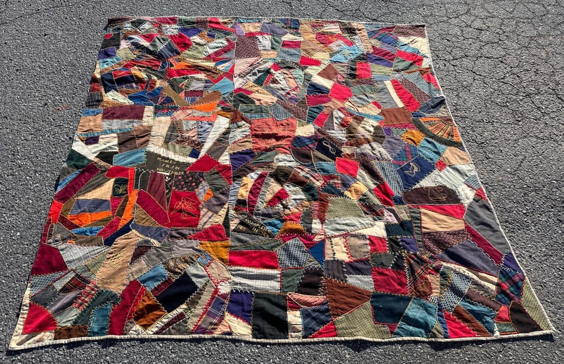 Antique Crazy Quilt Dated Feb. 1915 (1 of 15)