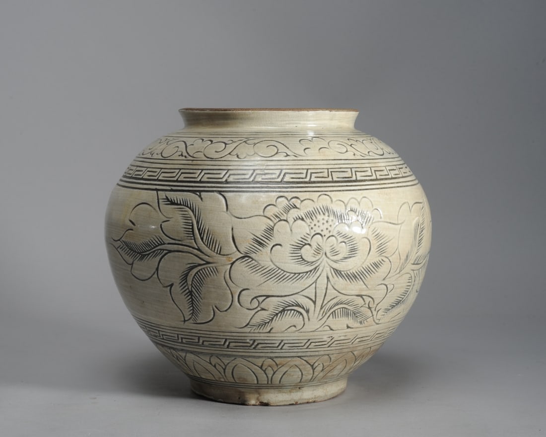 Asian Pottery Jar, Chinese Cizhou? (1 of 6)
