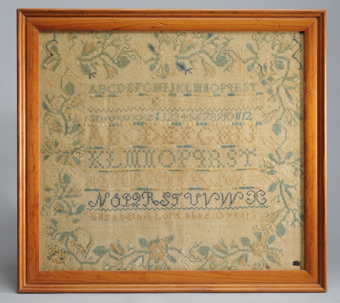 Needlework Sampler by Elizabeth A. Lord, 10 Years (1 of 4)