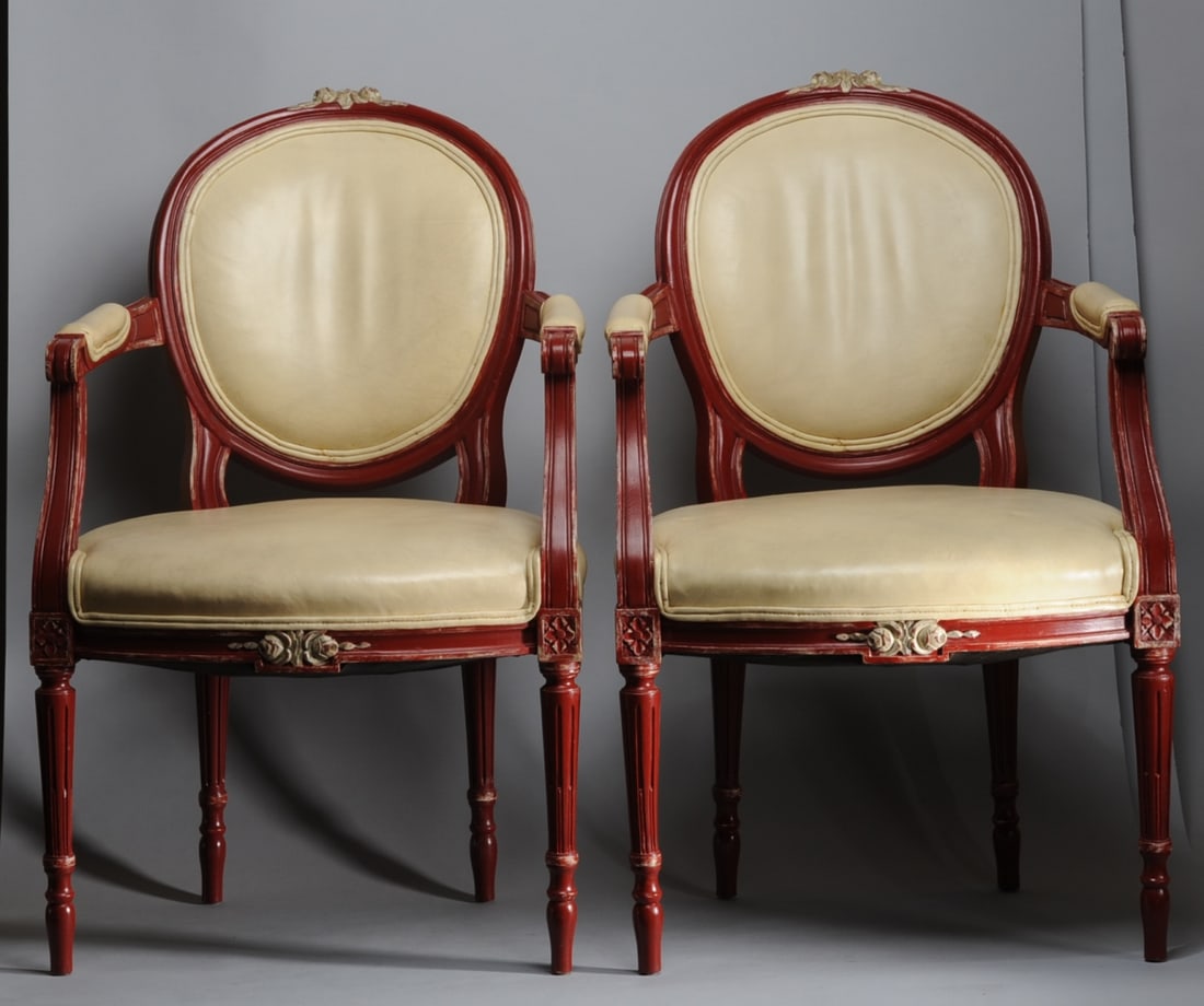 Pair Louis XVI Style Fauteuils (1 of 7)