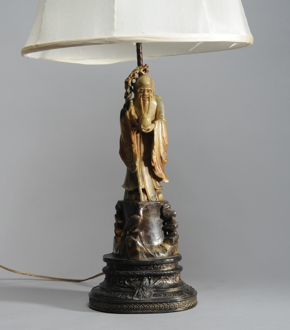 Chinese Soapstone Carving of Shoulao, as Lamp (1 of 9)