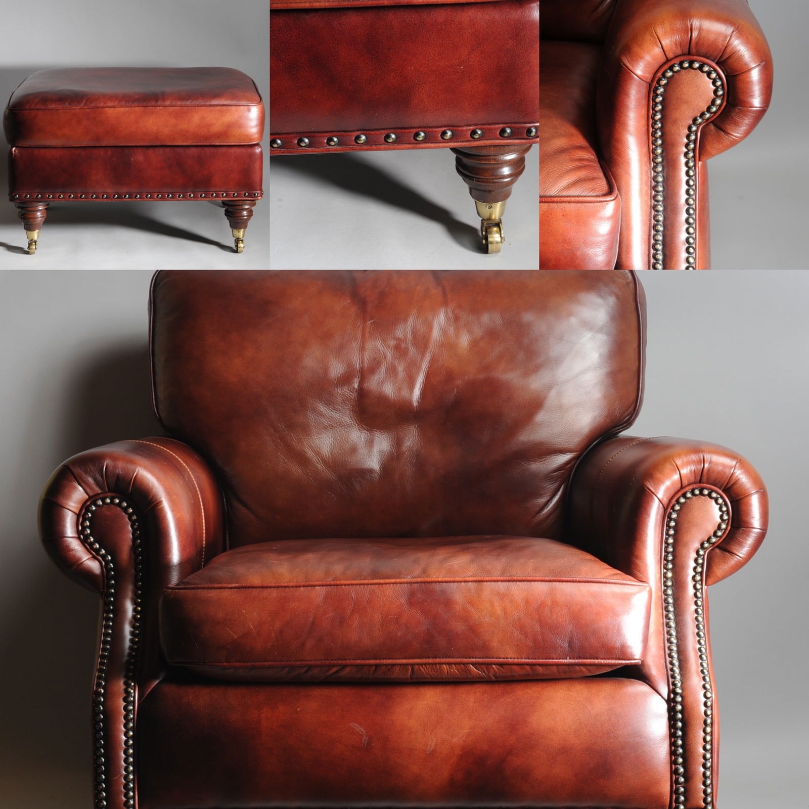 Hancock & Moore Leather Chair and Ottoman (1 of 8)