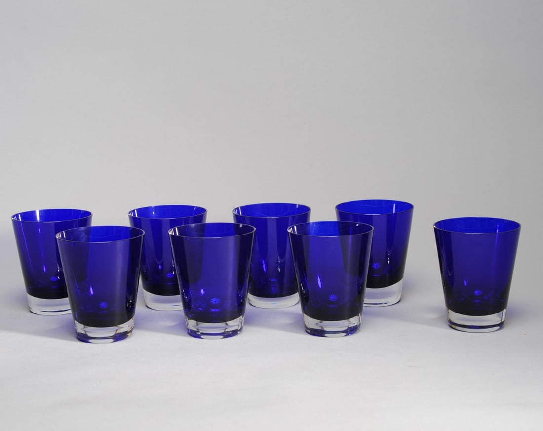 Eight Baccarat Cobalt Blue Tumblers: H: approx. 4 1/2".