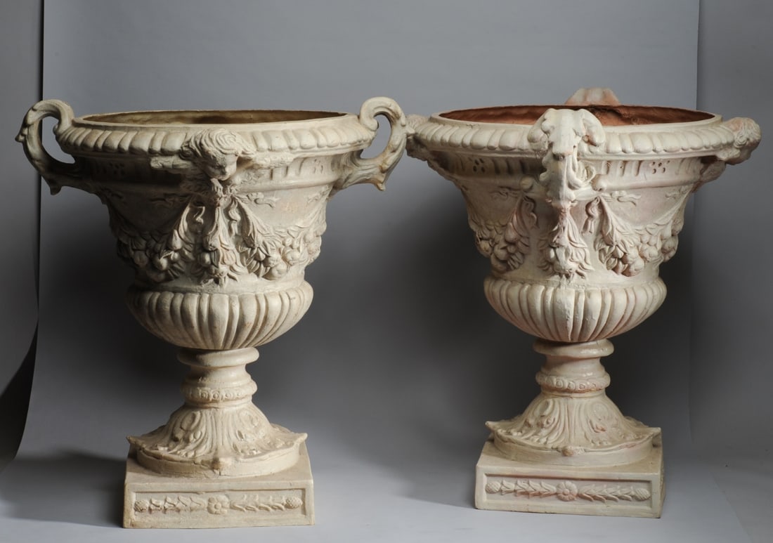Pair Faux Stone Garden Urns (1 of 20)