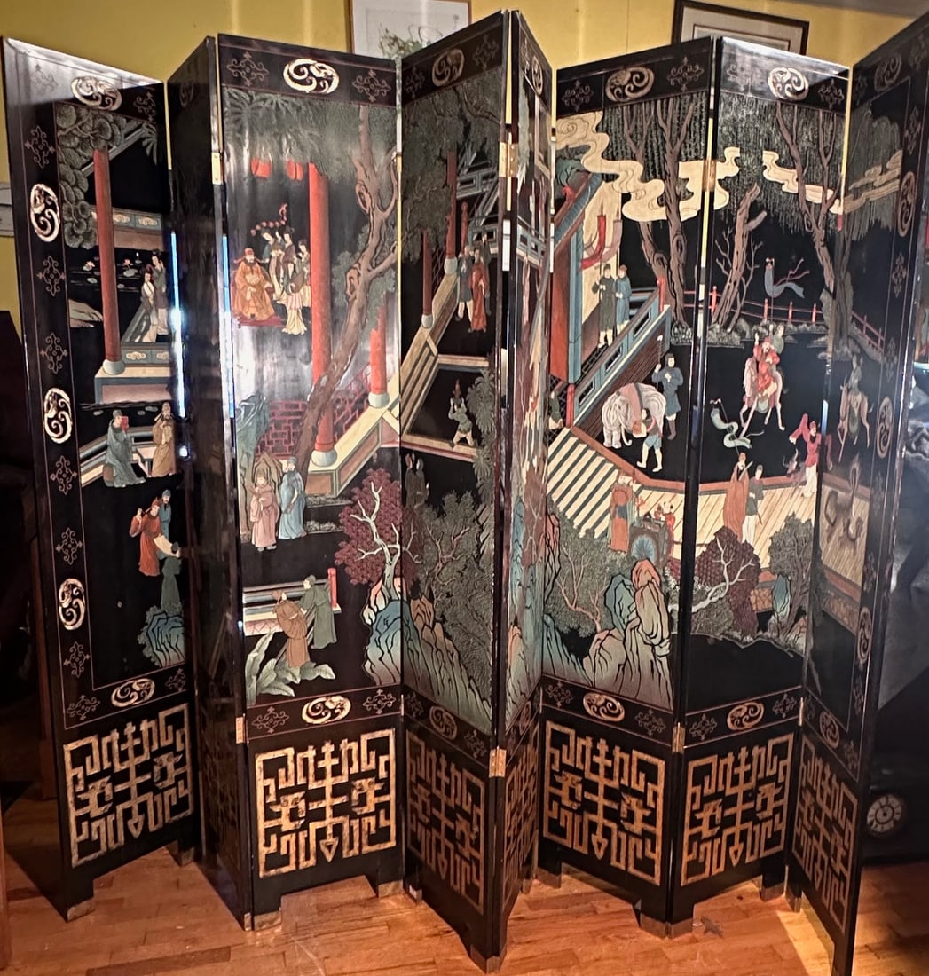 Chinese 8-Panel Coromandel Lacquer Screen (1 of 20)