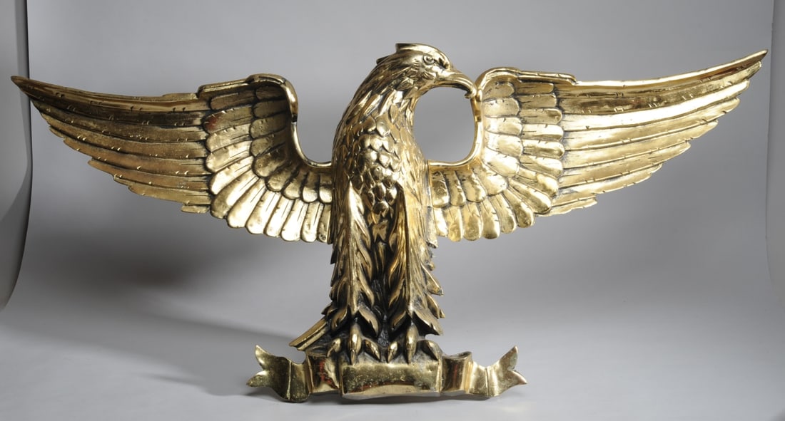 Large Cast Brass Wall Mount American Eagle (1 of 10)