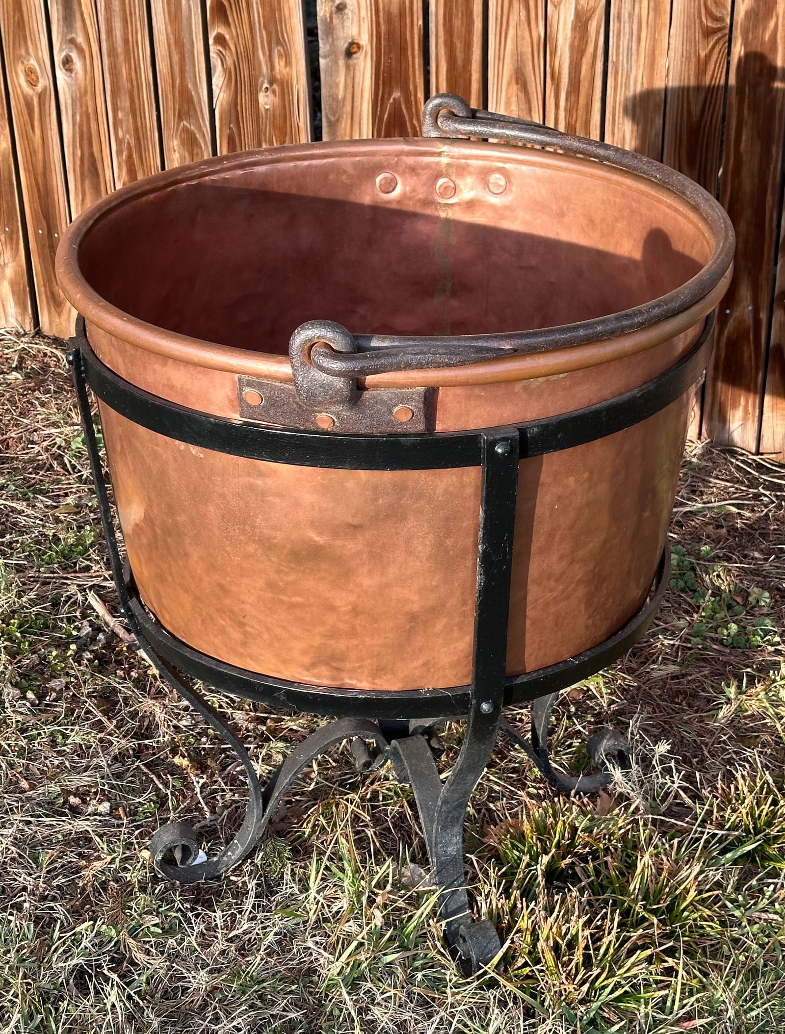 Copper Apple Butter Kettle on Stand (1 of 7)