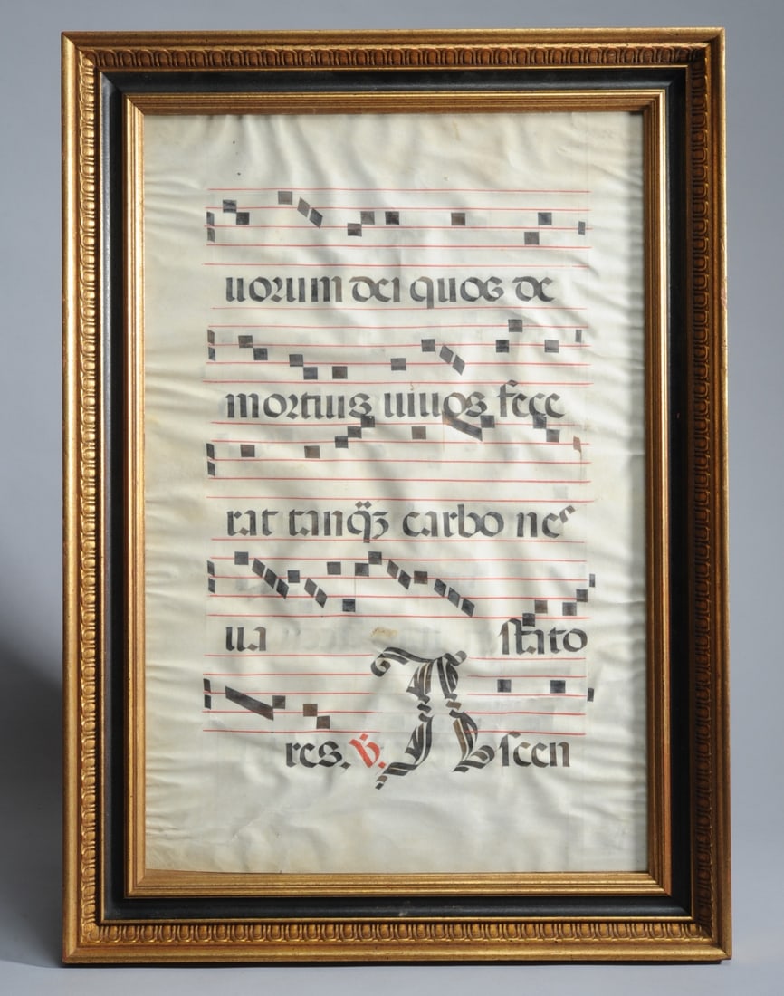 Framed Antiphonal Manuscript on Vellum (1 of 3)