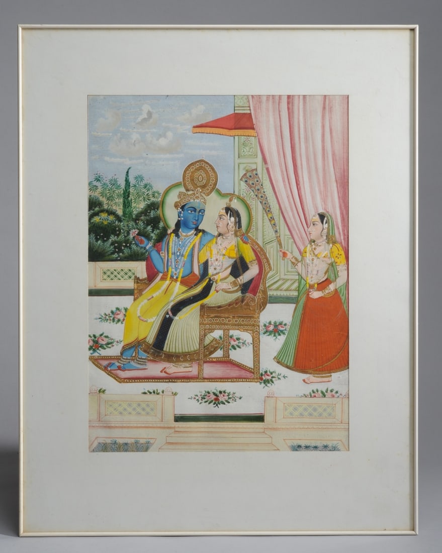 Very Fine Indian Gouache Painting Krishna (1 of 10)