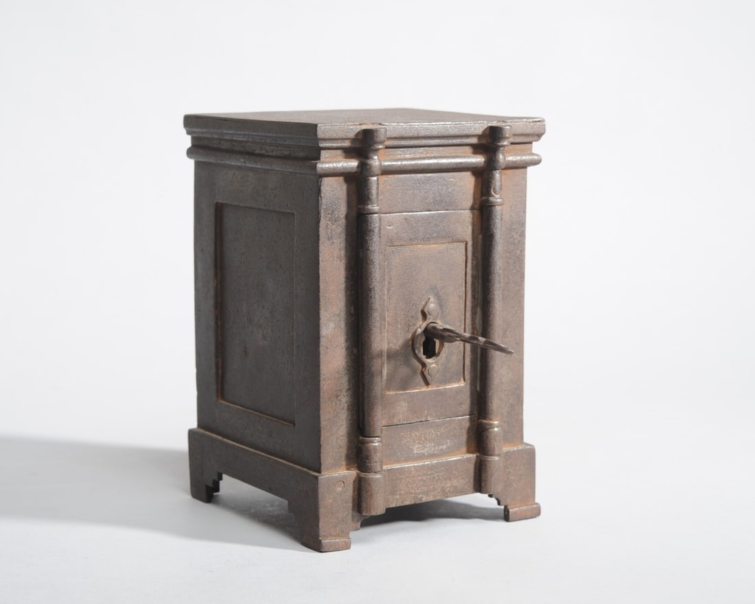 Antique Miniature Iron Safe with Key (1 of 9)